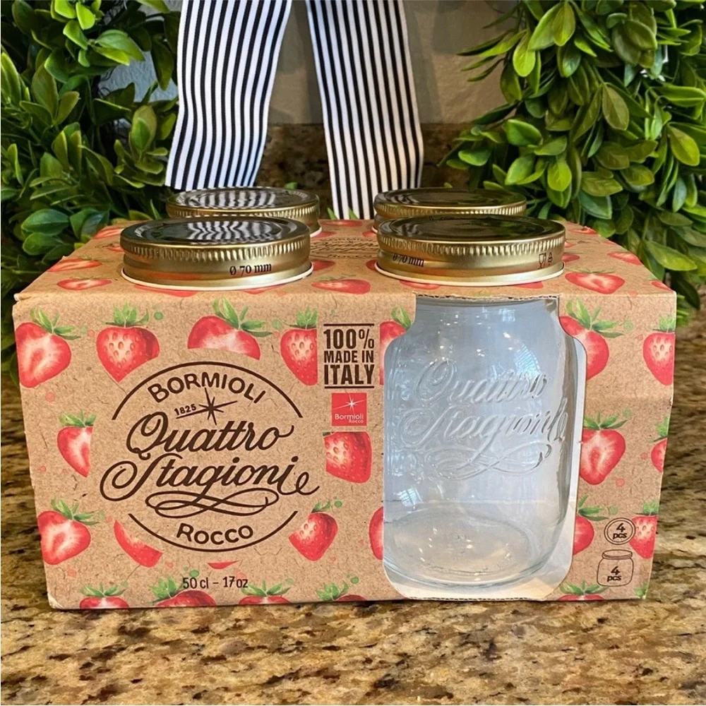 NWT Bormioli Rocco Quattro Stagioni Glass Jars 4- PCS